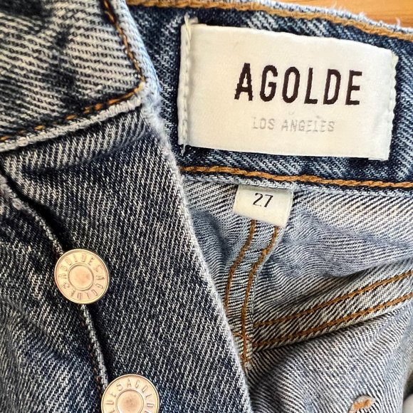 AGOLDE 90's Pinch Waist High Rise Straight Jeans - Size 27 in Navigate - Picture 5 of 8